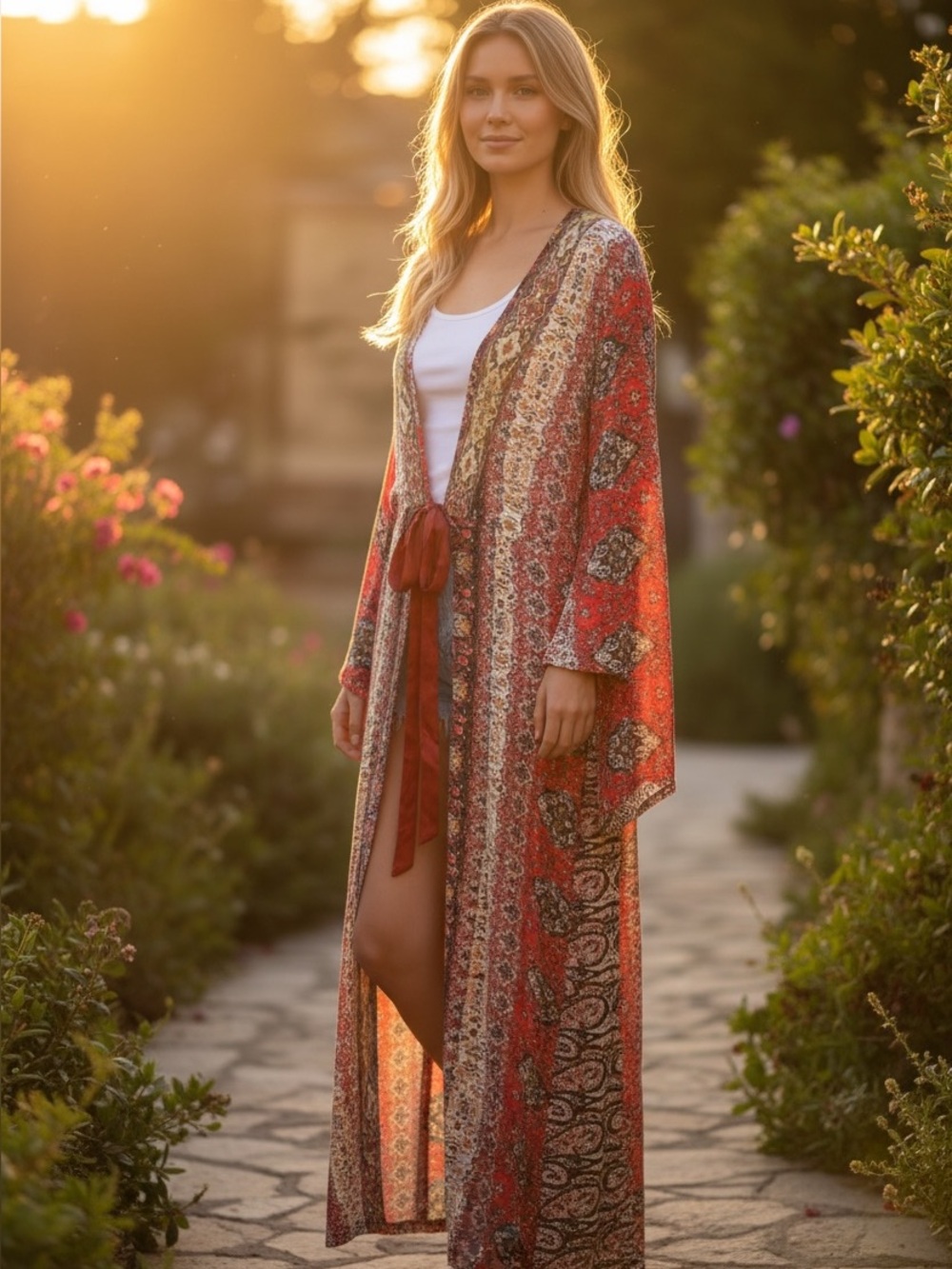 Aratta Red Patterned Kimono